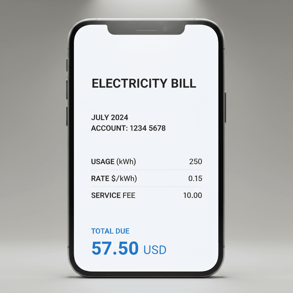 Clear pricing displayed on digital bill interface